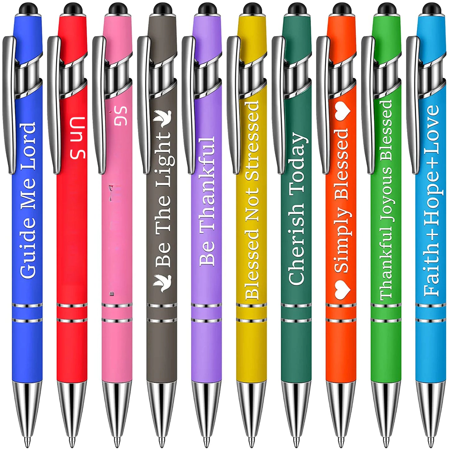 Funny Pen Set - 10 Metal Click Ballpoint Pens