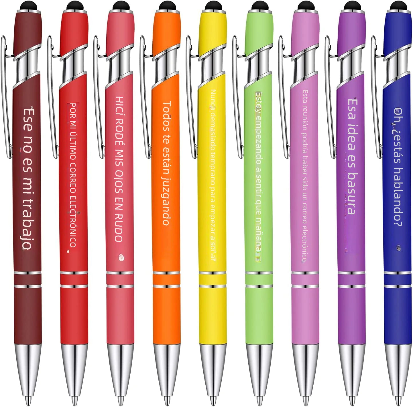 Funny Pen Set - 10 Metal Click Ballpoint Pens