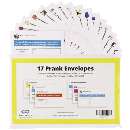 17 Prank Envelopes - Witty Pranks for Adults Funny Envelope for Birthday & Holiday Card. April Fools Day Practical Jokes by Mail Prank for Friends & Family or Coworkers Gag Pranks for Adults