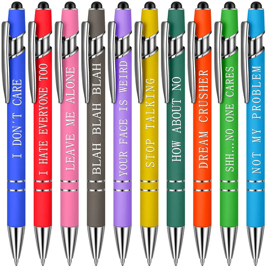 Funny Pen Set - 10 Metal Click Ballpoint Pens