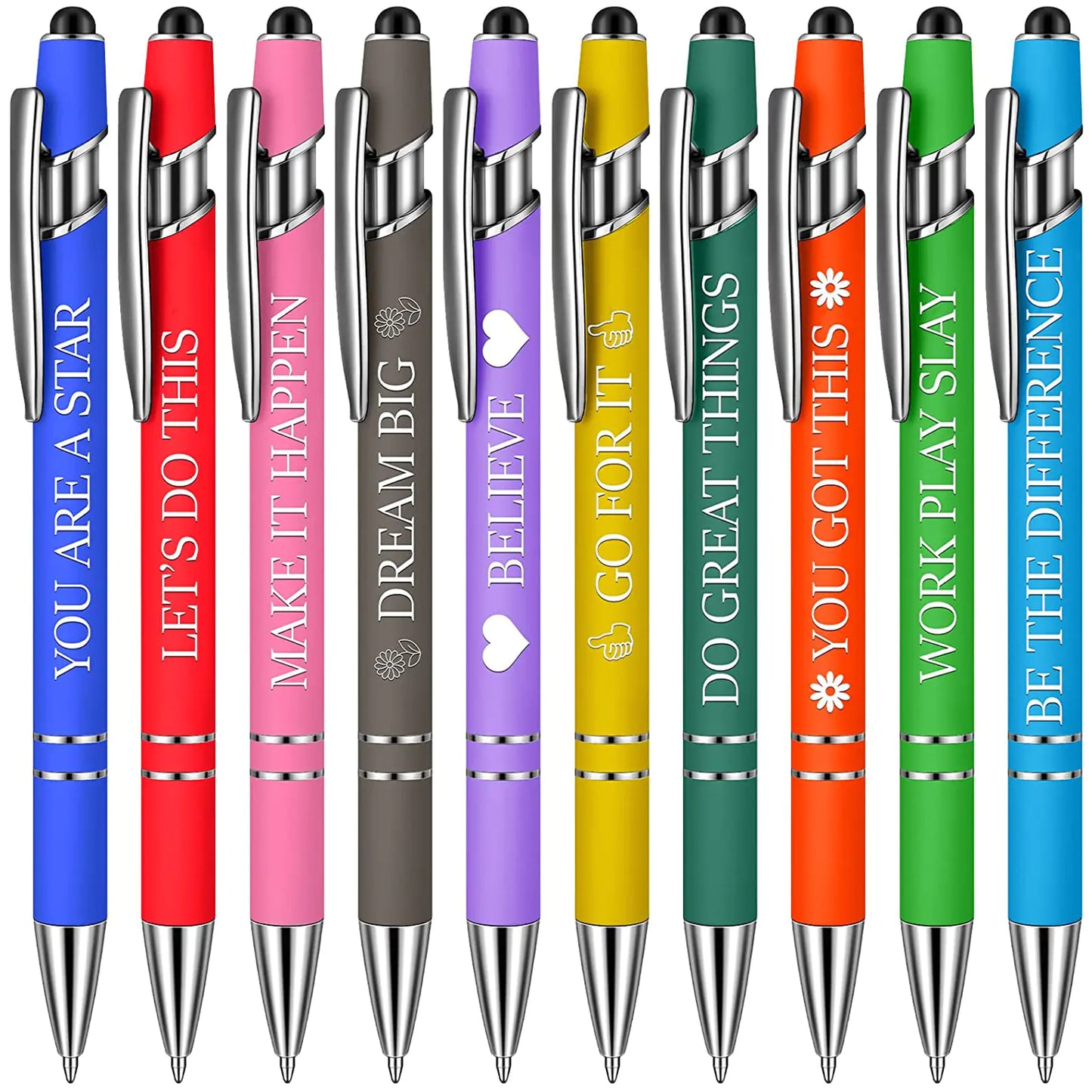 Funny Pen Set - 10 Metal Click Ballpoint Pens