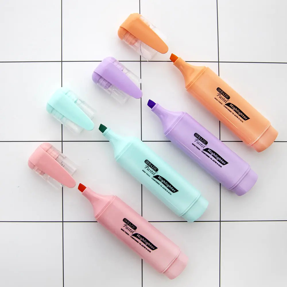 Pastel Highlighters w/ Pocket Clip (4/Pack)