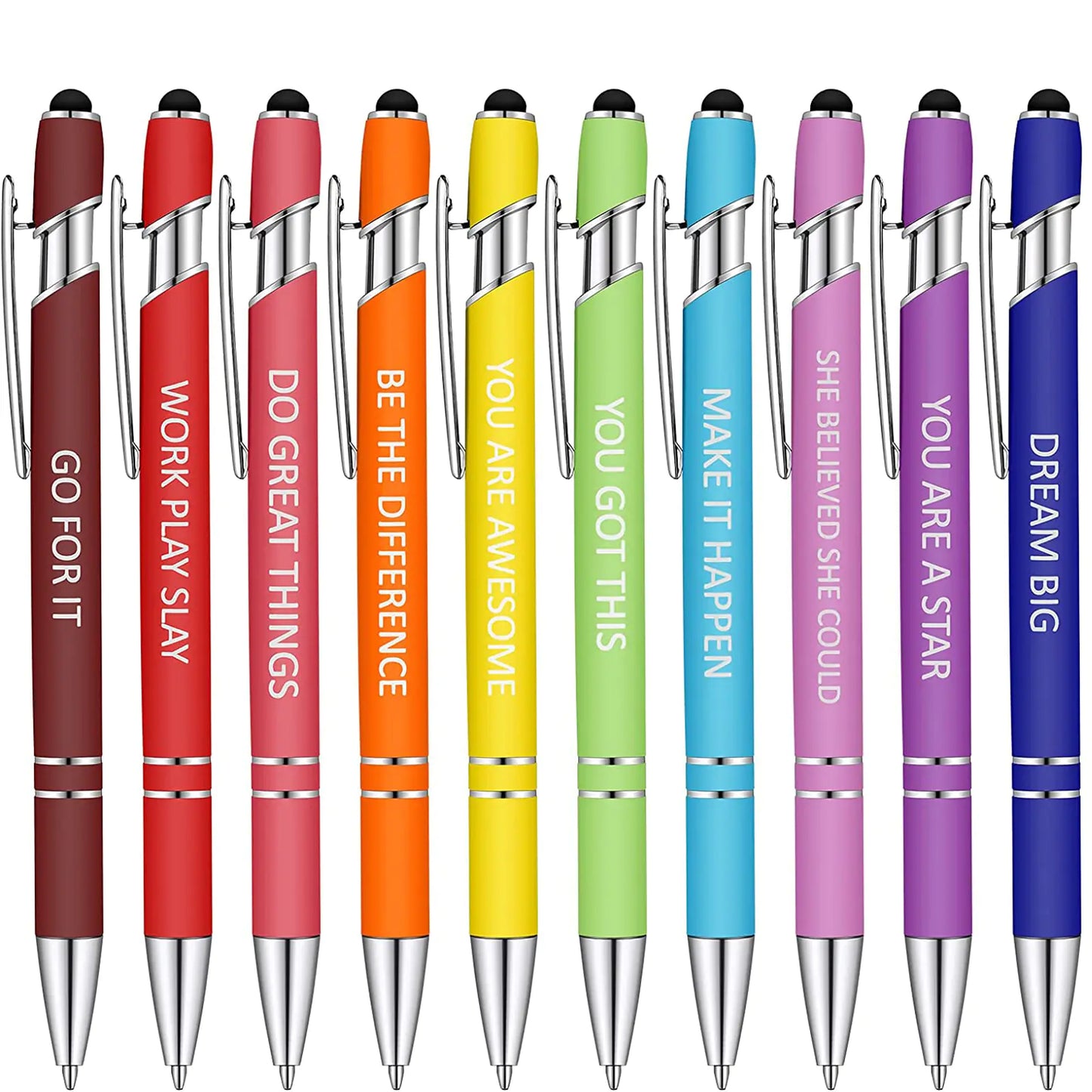 Funny Pen Set - 10 Metal Click Ballpoint Pens